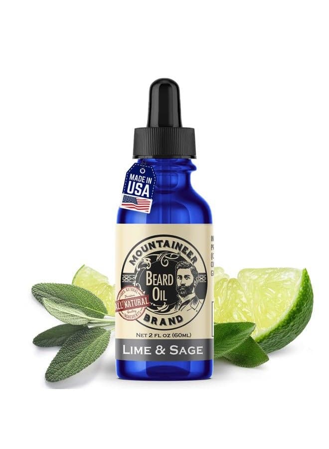 Beard Oil by Mountaineer Brand (60ml) Premium 100% Natural Beard Conditioner (Lime & Sage)