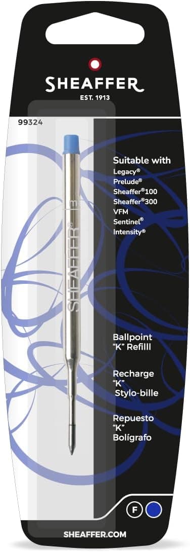 Sheaffer Ballpoint Refill K Style Blue Fine Blister Card