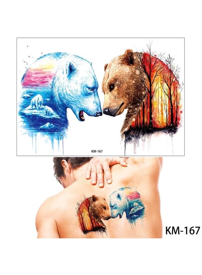 Glaryyears Watercolor Fox Temporary Tattoos, 5 Pack Large Fake Long Lasting Tattoo Stickers for Adults Women Men Makeup, Animal Deer Hummingbird Cat Polar Bear on Body Art Decoration Rock Tumbler