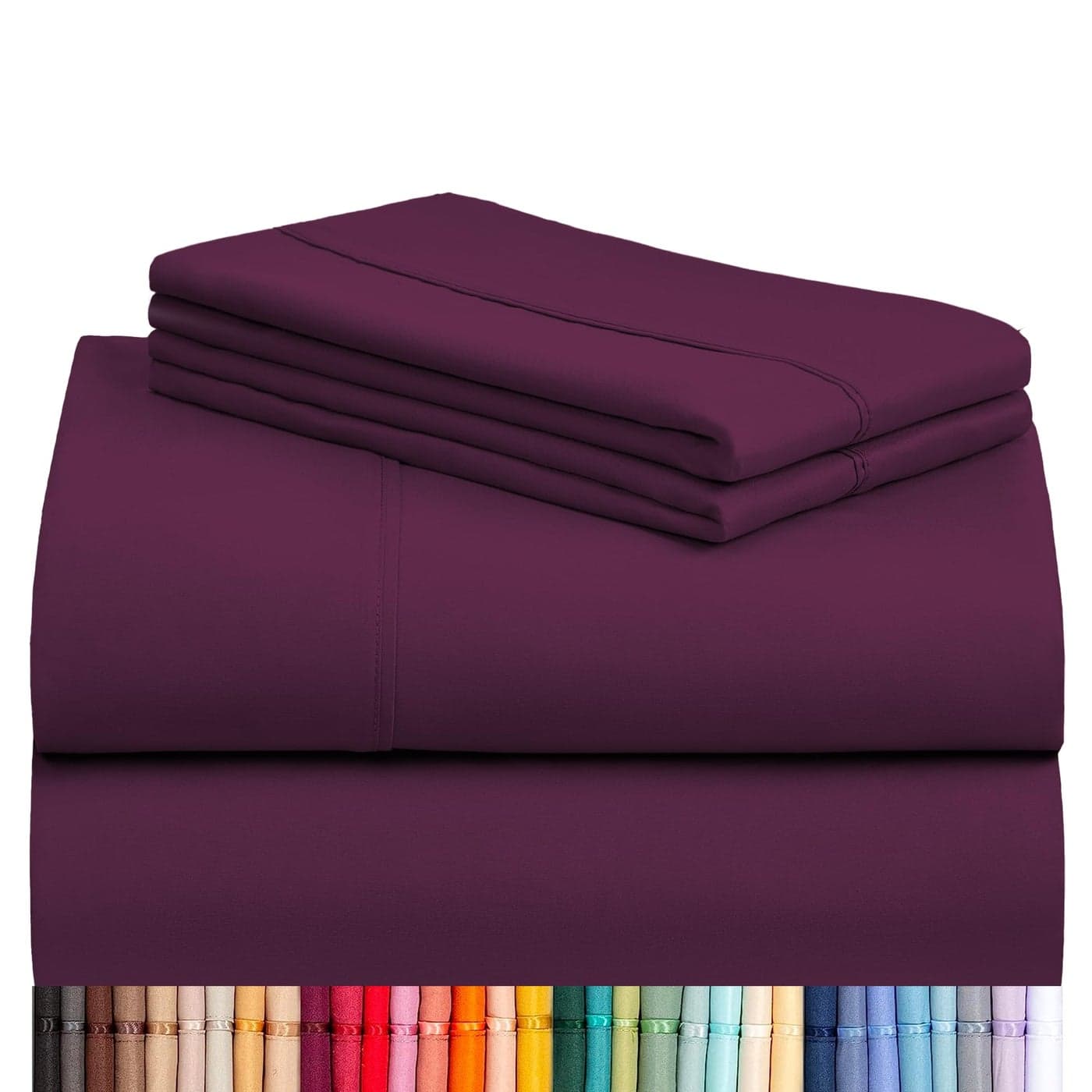 LuxClub 4 PC King Sheet Set Breathable Luxury Bed Sheets Deep Pockets 18 Wrinkle Free Cooling Bed Sheets Machine Washable Hotel Bedding Silky Soft Eggplant King