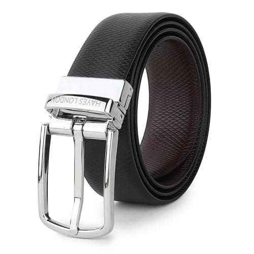 HAYES LONDON Belts for Men Leather Original - Belt for Men Formal with Classic Design, Durable and Italian Reversible Belts for All Occasions