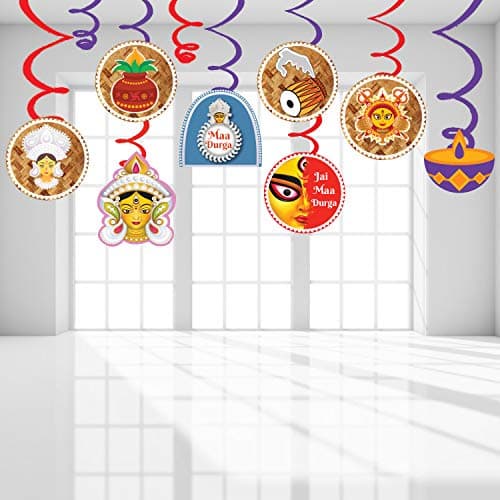 Festiko Happy Durga puja Banner/Photo Booth/Swirls for Durga puja Festival Decoration (Durga puja Swirls 01)