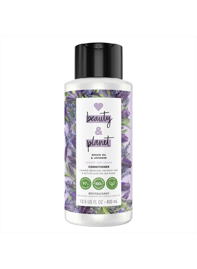 Love Beauty and Planet Smooth & Serene 100% Biodegradable Conditioner Moisture Conditioner For Frizz Control Argan Oil & Lavender Vegan Conditioner 0% Silicones, Parabens, And Dyes 13.5 oz