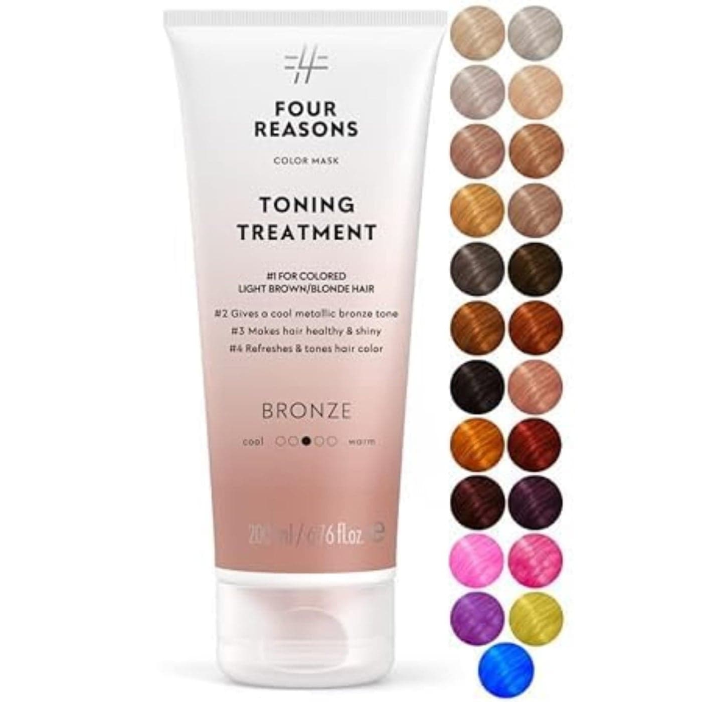 FOUR REASONS Color Mask Bronze 19 Colors Toning Treatment Color Depositing Conditioner Tone Enhance ColorTreated Hair Semi Permanent Hair Dye Vegan and CrueltyFree 676 fl oz