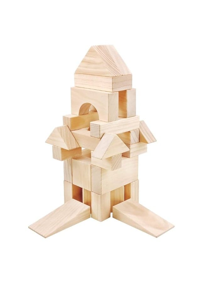 Large Wooden Blocks for Toddlers 1-3, 64 Pieces Big Wood Building Blocks Set with Wooden Storage Box, Large Toddler Blocks Building and Stacking Toys Construction Set