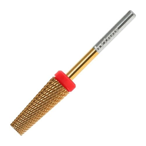 HYTOOS Titanium 5 in 1 Nail Drill Bit 6 16mm Flat Top Tapered Professional Tungsten Carbide Bits for Gel Polish Base Removal Electric File Manicure Drills Accessories ToolF