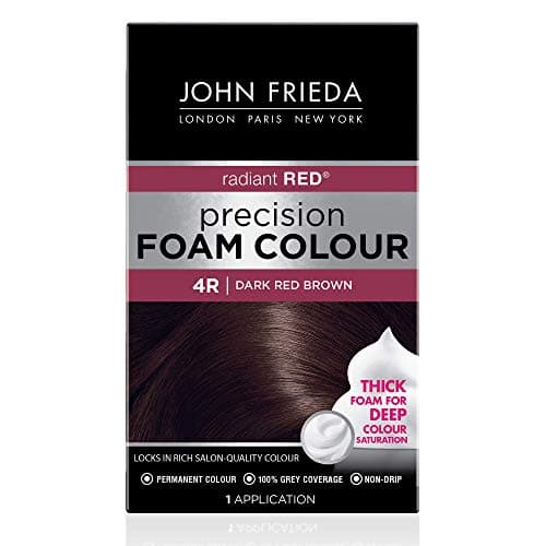 John Frieda Precision Foam Colour Dark Red Brown 4R FullCoverage Hair Color Kit AntiFade Gray Coverage Deep Color Saturation Hair Dye 1 Application