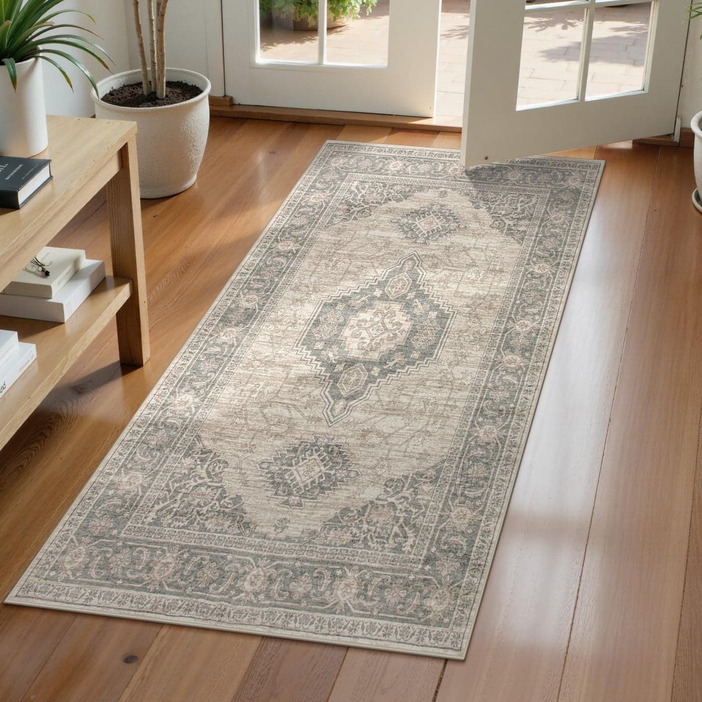 Lahome Oriental Small Area Rug 2x4 Washable Entryway Rug NonSlip UltraThin Indoor Door Mat Distressed Throw Carpet for Kitchen Bedroom GreyBrown