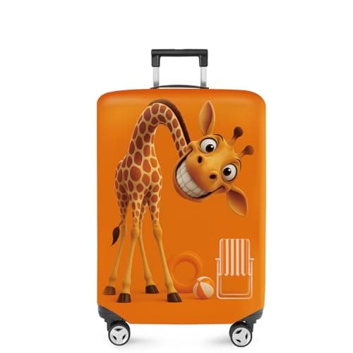 ANNA QUEEN Giraffe Fun Luggage Cover Playful Giraffe Design with Beach Ball and Chair Stretchable Washable Travel Sleeve for 2830 Inch Luggage
