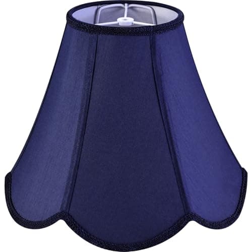 GOSO Navy Blue Lamp Shade Scalloped LampshadePetal Edge Braid Bell Lamps ShadesLamp Shades for Table LampsFabric Lampshades Medium6Top x 13Bottom x 106Vertical Height Spider Easy Assembly