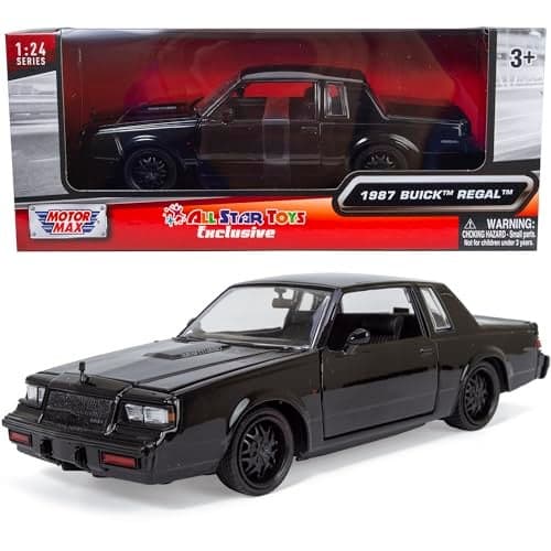 All Star Toys 1987 Regal 3.8SFI Turbo T-Type Grand National Black w/Deep Dish Custom Wheels 1/24 Diecast Model Lowrider Car Exclusive Motormax 73319
