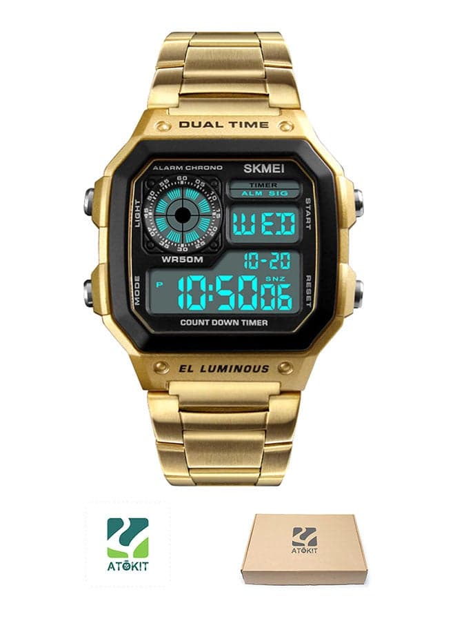 Men's Trend Square Electronic Metal Digital Watch 1335