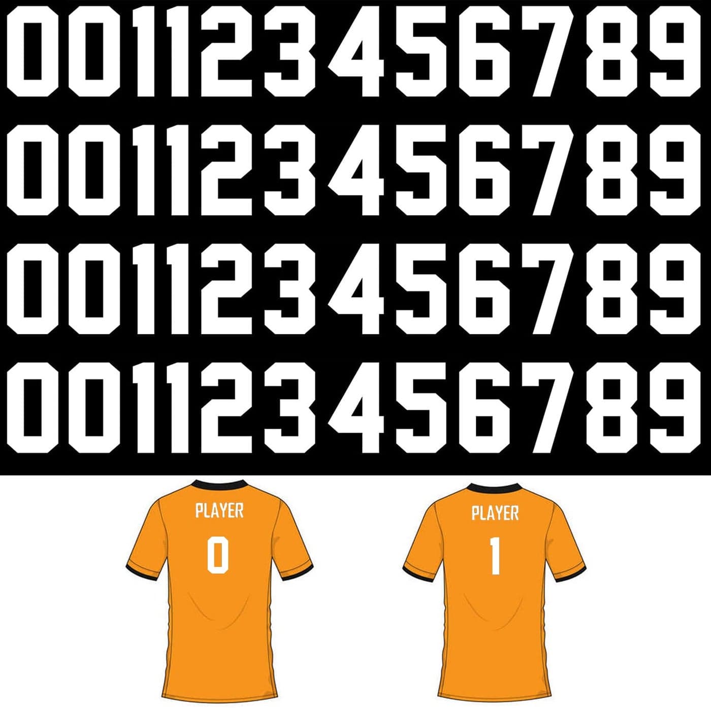 48 Pieces 5 Inch Iron on Transfers Numbers TShirt Heat Transfer 0 to 9 Jersey Number for Sports TShirt Jersey White 5 Inch