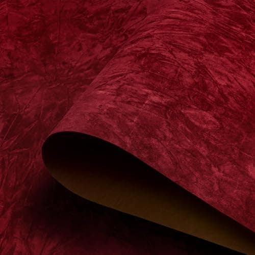 HelloWall 30x160 Large Size Dark Red Contact Paper Self Adhesive Velvet Wallpaper Peel and Stick Fabric Wallpaper Velvet Fabric Felt for Dresser Jewelry Felt Liner Crafts Flocking Wrinkled Textured