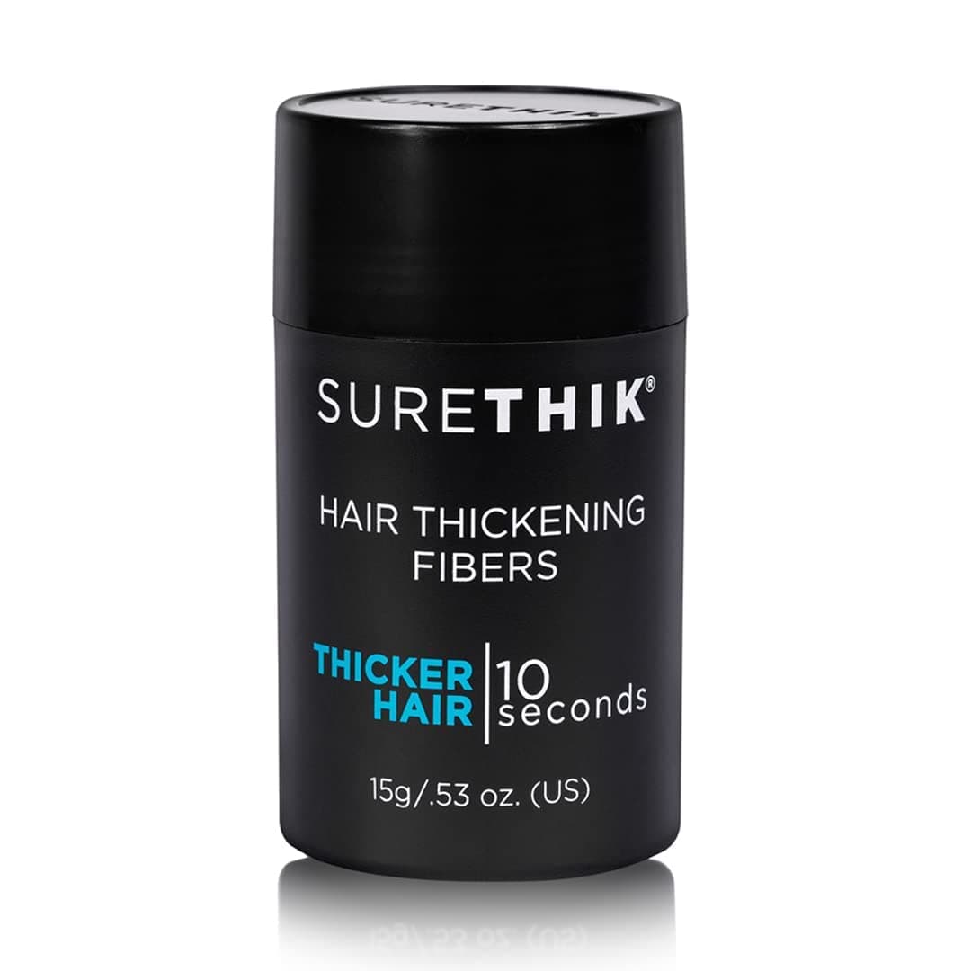 SURETHIK Hair Fibers 15g Black Fills Thinning Hair for Visibly Fuller Look Conceals Bald Spots Natural Look For Men Women
