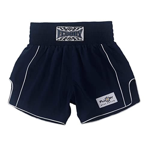 FLUORY Muay Thai Shorts Simple Stylish Boxing Shorts Soft Smooth Nylon Fighting Grapple Workout ShortsNavyblue