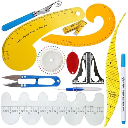 Artonezt Professional Sewing Curve Ruler Set, 13-Piece Pattern Making Kit, French Curve Scale and Armhole Rulers for Tailoring