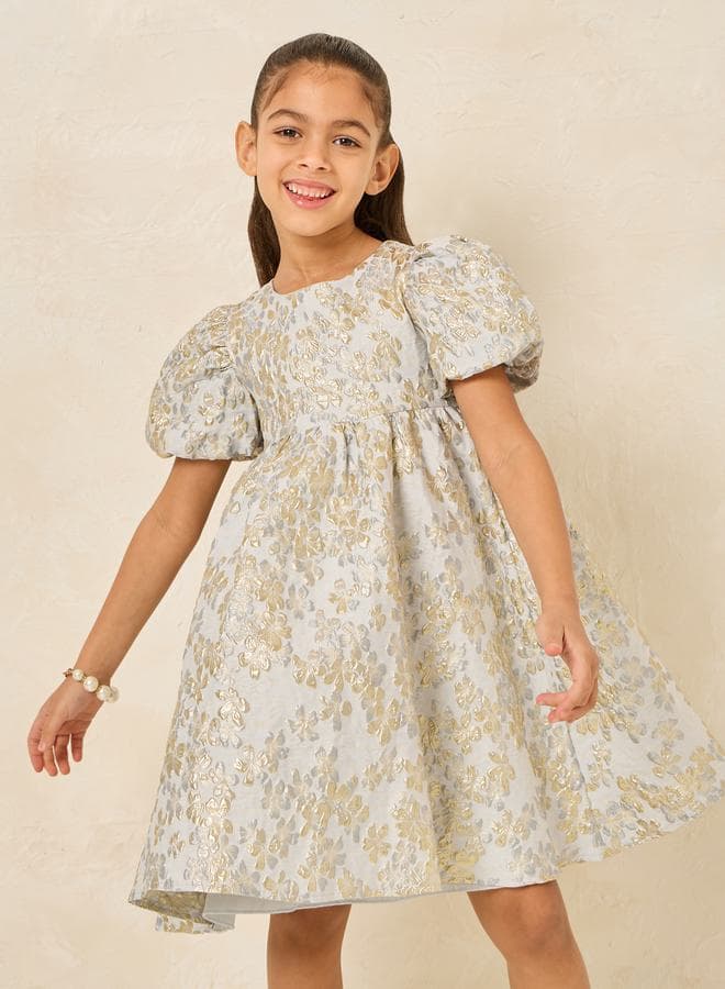 Floral Brocade Dress — 7-8Y