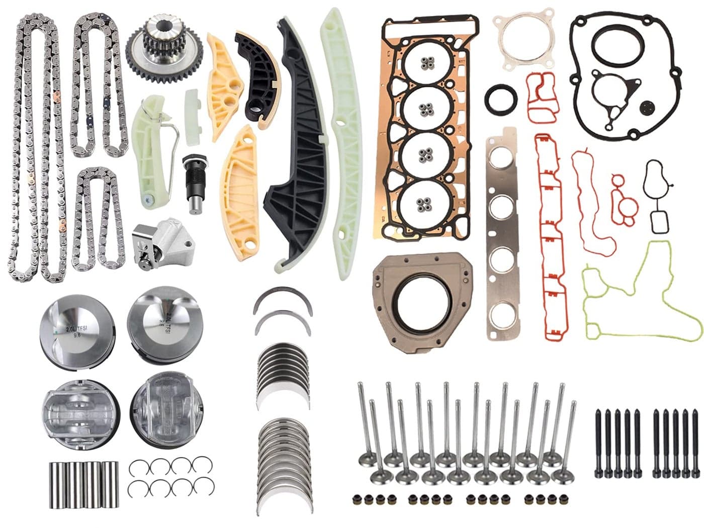 GELUOXI Engine Piston Timing Chain Kit Replacement for 2008-2011 VW Jetta Tiguan GTI Beetle Passat Audi A3 TT 2.0L Part# 06H109469T, 06H109469AD, 06D109611H, 06D109601M, 06H107065AM