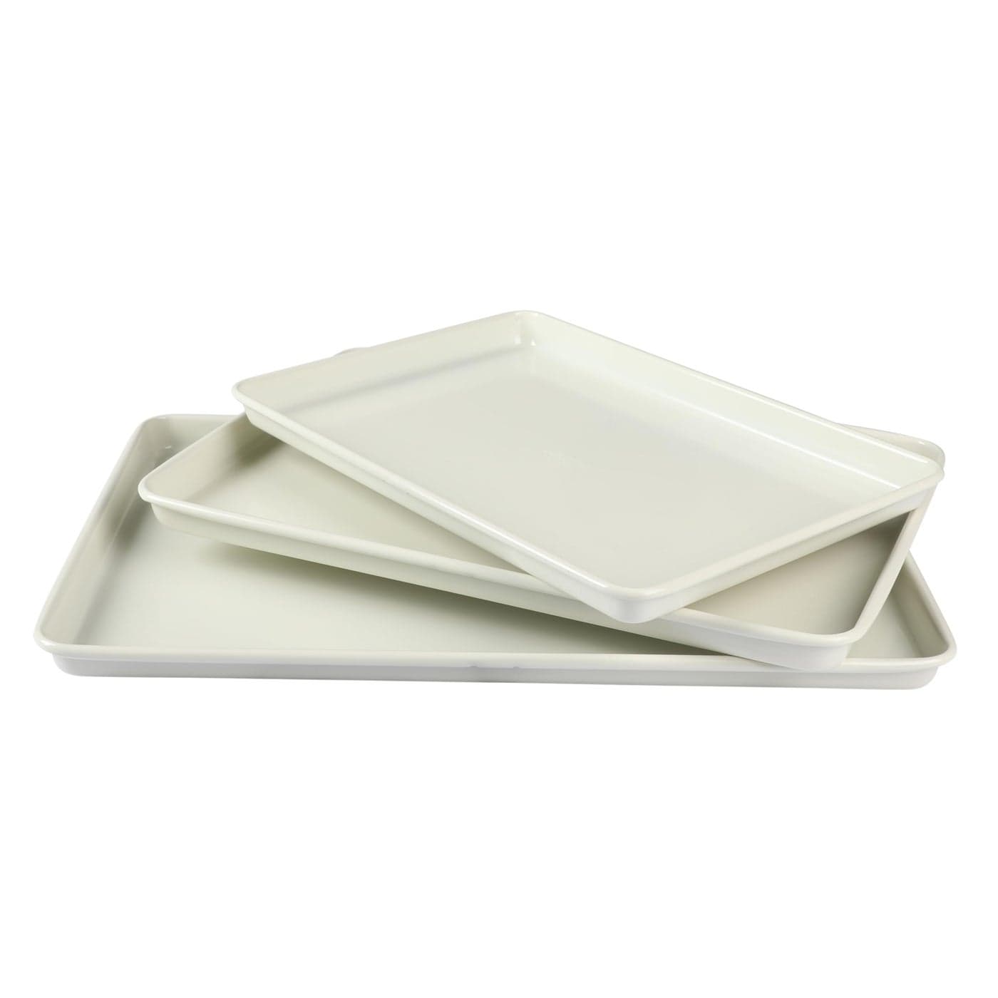 Martha Stewart Gallen 3Piece Cookie Sheet Set 13 15 17 Baking Pans Ceramic Nonstick PFAFree Carbon Steel Oven Safe to 450F WarpResistant Easy to Clean Linen White