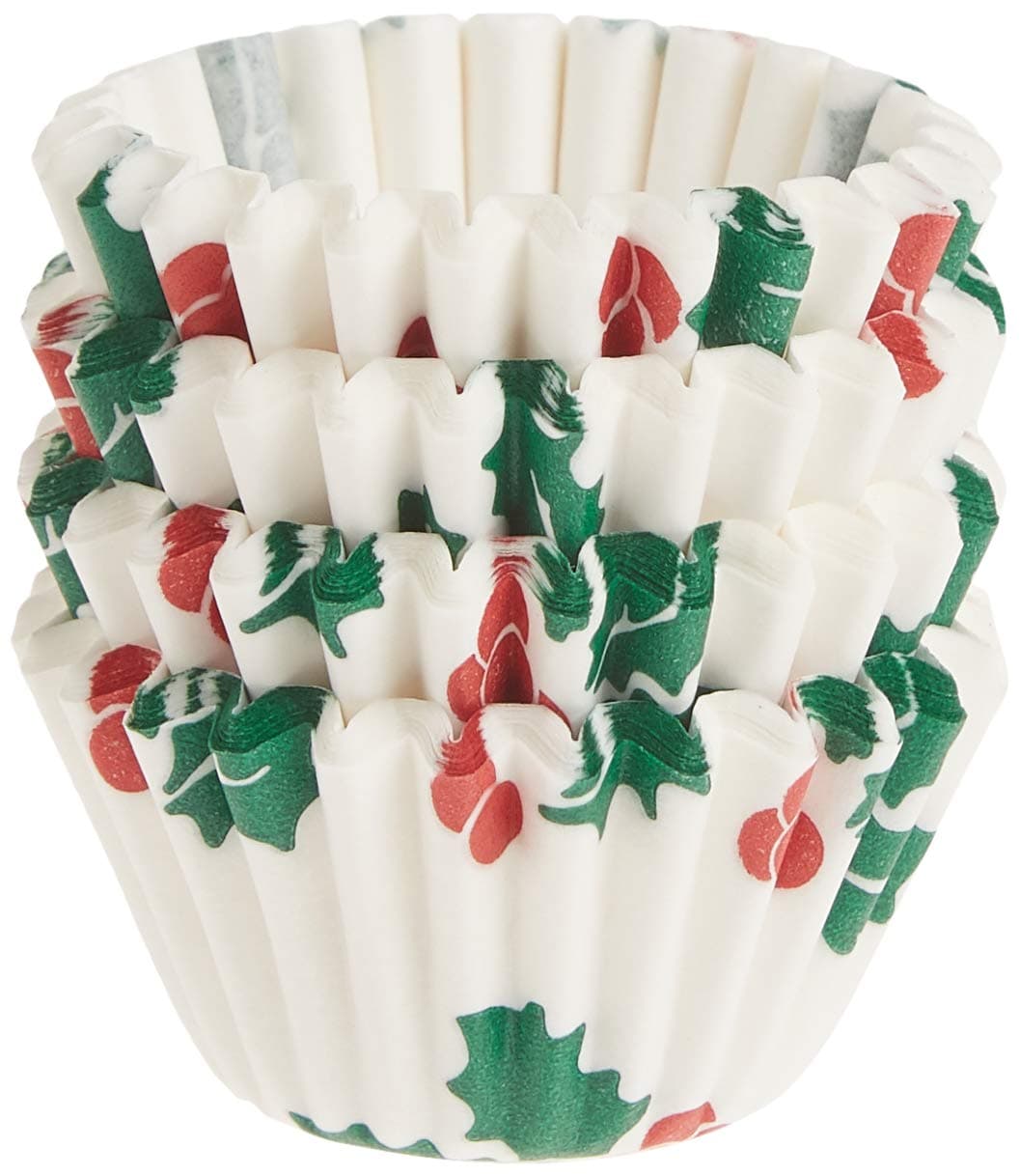 Fox Run Christmas Paper Muffin and Cupcake Liners Set of 100 Mini Size Wrappers