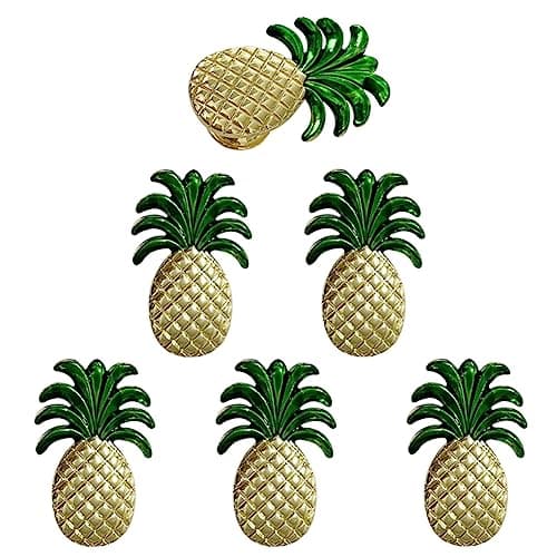 LBLAIBA 6Pcs Pineapple Cabinet Knobs Single Hole Handles Decorative Fruit Dresser Knobs for Cabinet Cupboard Door Knobs Dresser Wardrobe Drawer Pulls