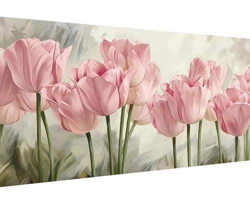 YALKIN Square 5D Diamond Painting Kits for Adults Large Tulip Flowers Diamond Art Kits Full Drill Diamond Painting Kit for Adult Beginners DIY Picture Art for Home Wall Decor 40x70CM158x276in