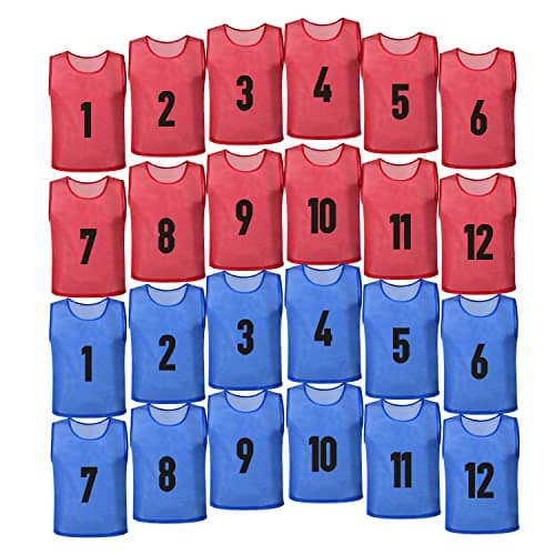 BGHTYYP 24 Pack Nylon Mesh Numbered Soccer Scrimmage Team Practice Vests Pinnies Jerseys Train Vest Youth for Adult Sport Football Basketball