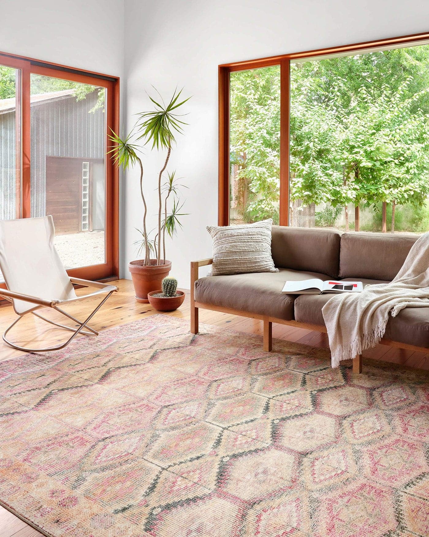 Loloi Layla Collection LAY17 PinkLagoon 50 x 76 13 Thick Area Rug Soft Durable Vintage Inspired Distressed Low Pile NonShedding Easy Clean Printed Living Room Rug