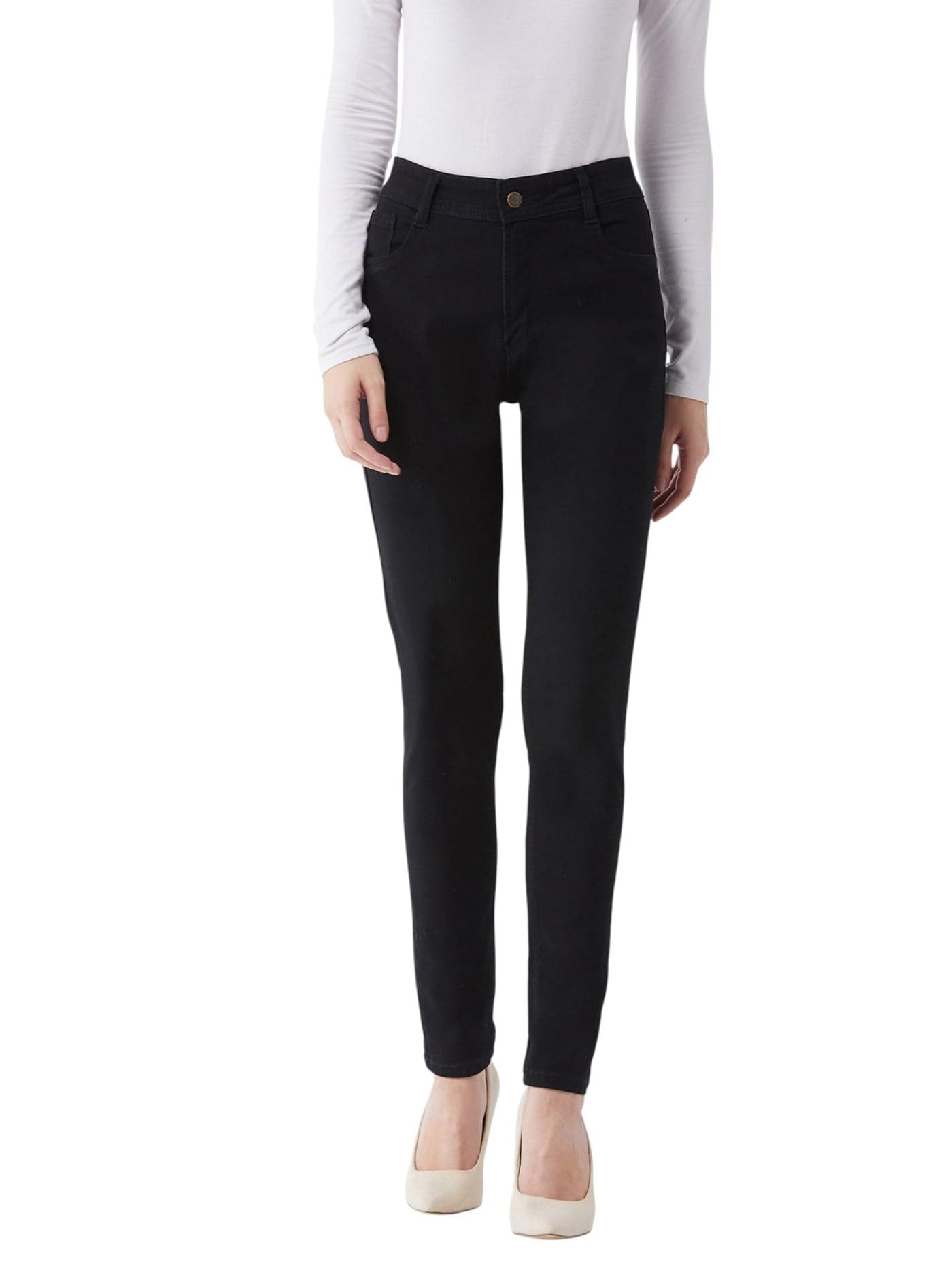 Miss Chase Women's Slim Fit High Rise Regular Length Stretchable Denim Jeans (MCAW18DEN02-76-380-34, Jet Black, 34)