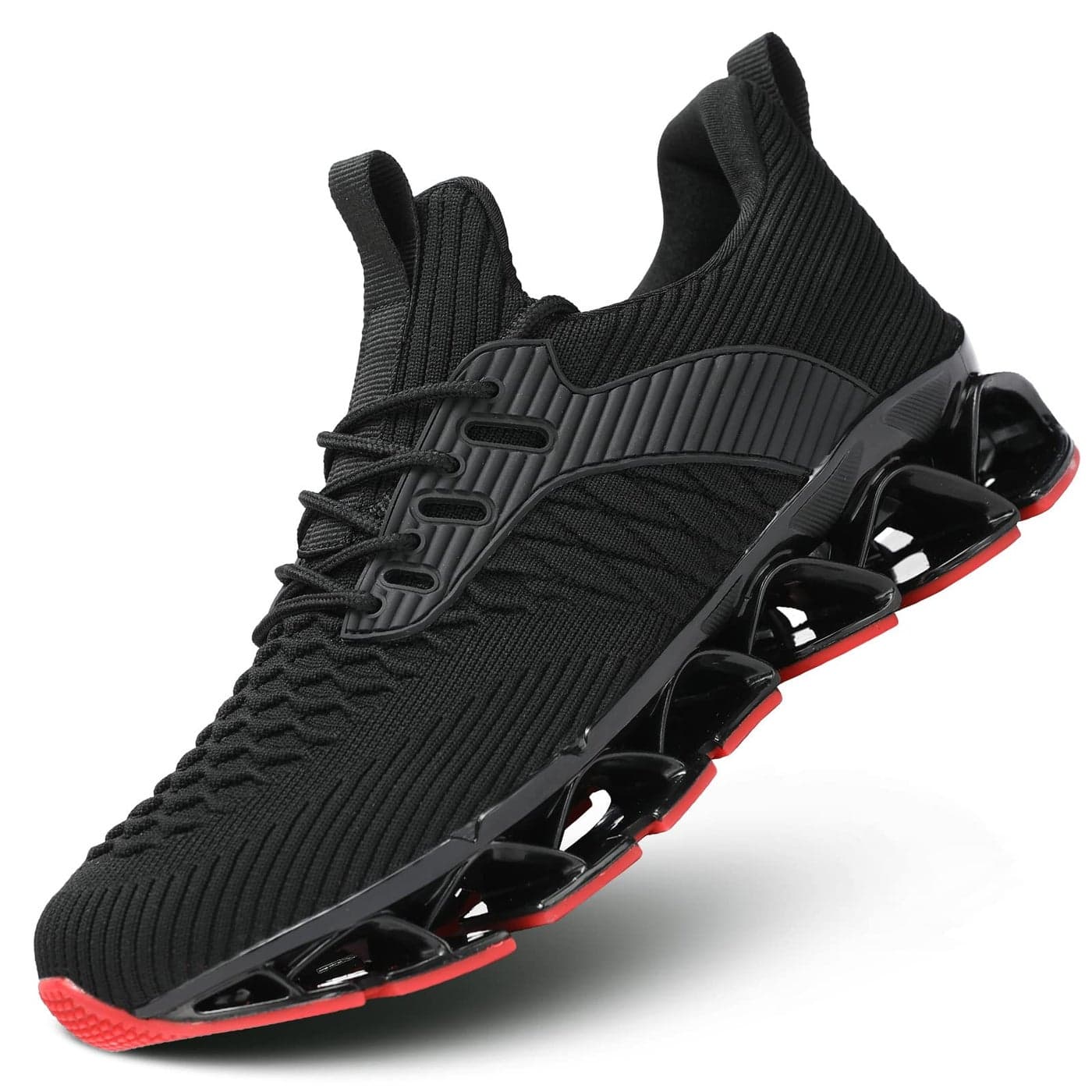 Mens Slip on Walking Running Shoes Blade Tennis Casual Fashion Sneakers Comfort Non Slip Work Sport Athletic Trainer BlackRed