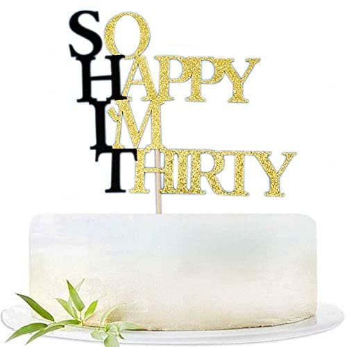 Festiko®Glitter So Happy I'm Thirty Cake Topper, 30th Birthday Cake Toppers for Fabulous Birthday Cake Party Decorations.