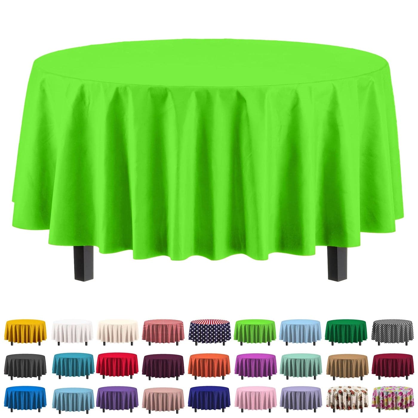 Exquisite 12Pack Premium Plastic 84Inch Round Tablecloth Lime Green