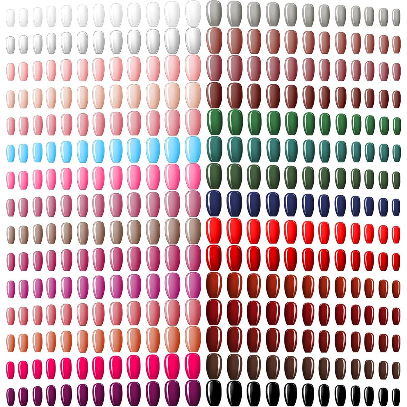 720 Pieces Fake Nails Short False Nails Medium Square Artificial Fake Nails Full Cover Fingernails Coffin Press on Nail Glossy False Nail Tip for Women Girls Kids DIY Nail Classic Colors