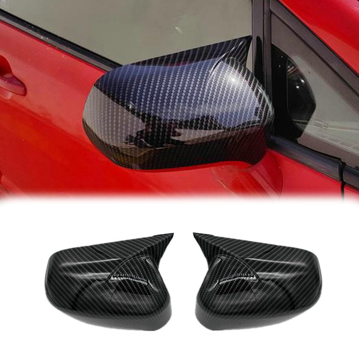 2Pcs Ox Horn Side Mirror Cover Exterior Decoration Rearview Mirror Guard Cover Trim for Honda Civic 20062011 Carbon Fiber Mirror Cap Cover Replacement