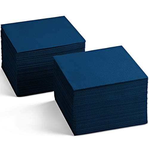 Linen-Feel Colored Cocktail Napkins - Decortive Cloth-Like DARK BLUE Dessert And Beverage Napkins - Soft And Absorbent. For Restaurant, Bar, Cafe, Or Event. (Pack of 200)