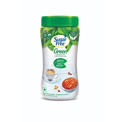 Sugar Free Green Stevia Jar, 200 g | 100% Plant-based Natural Sweetener | Equivalent to Sweetness from 1Kg Sugar | 100% Natural Stevia leaves| Sweet like Sugar but with zero calories|