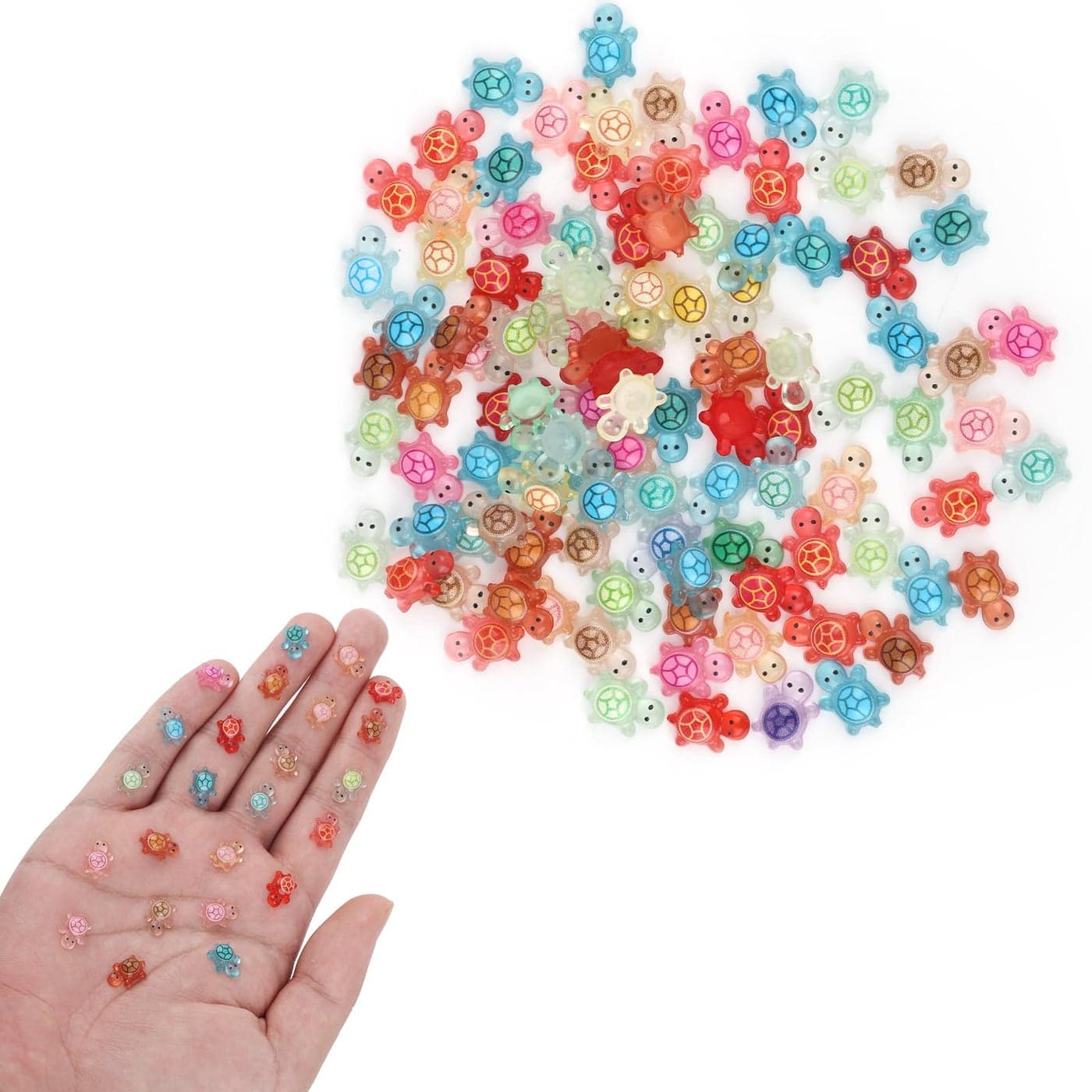 Gosknor 100pcs Luminous Mini Resin Turtles Glow in The Dark Tiny Resin Turtles Tiny Animals to Hide Miniature Things Dollhouse Miniatures for Garden Micro Landscaping Decoration