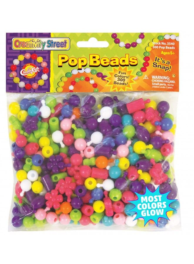 Creativity Street Pop Beads, Assorted Colors, Assorted Sizes, 300 Pieces