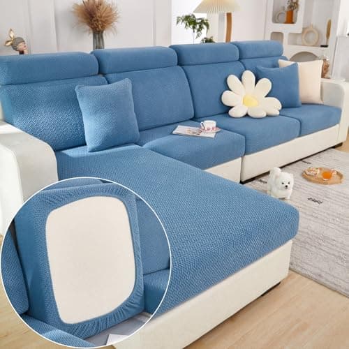 Yoovat Magic Sofa Covers Magic Sofa Couch Covers 2024 New Wear-Resistant Universal Sofa Cover Stretch for Sectional Slipcovers (Texture-Blue,Large Single Seat Cover)