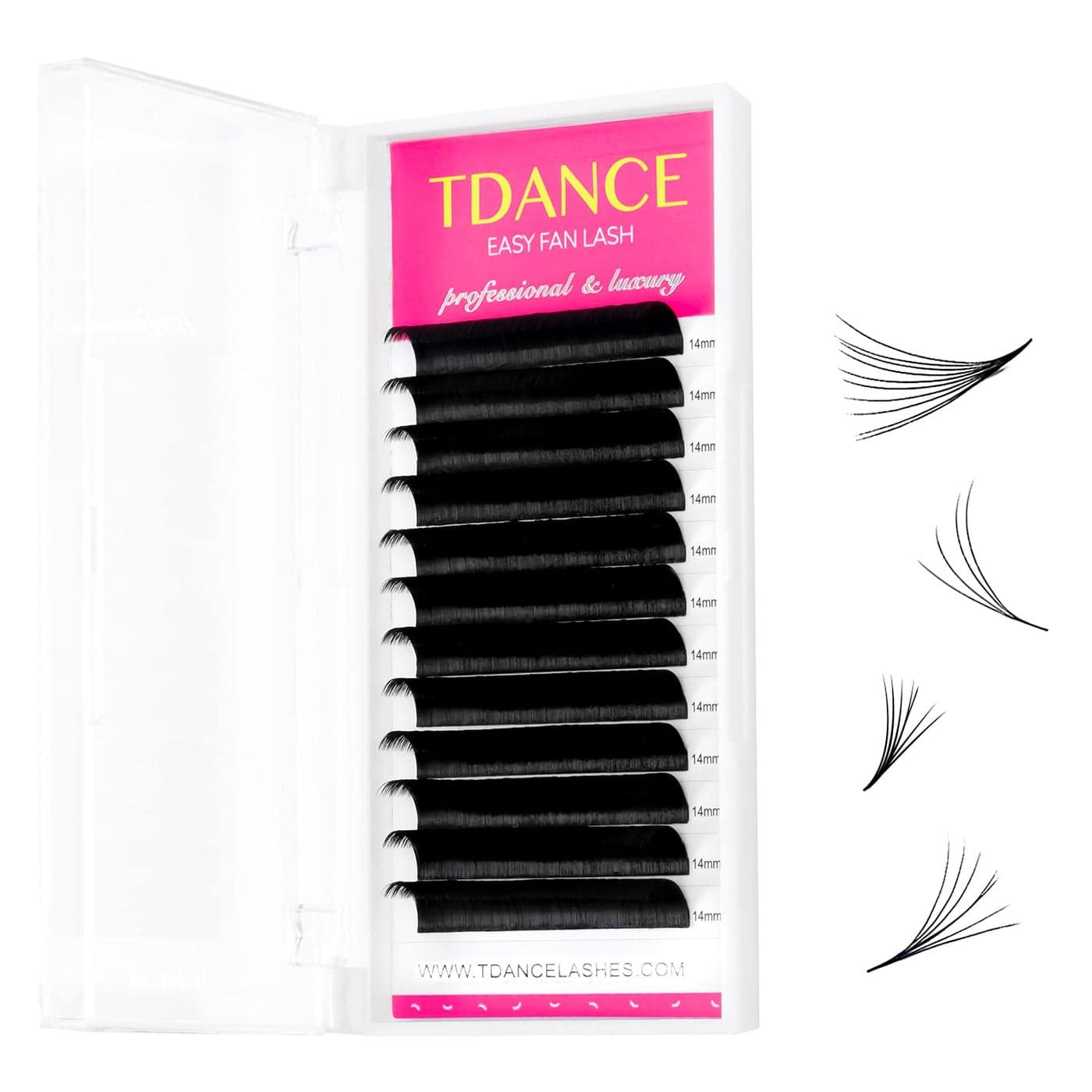 TDANCE Eyelash Extension Supplies Rapid Blooming Volume Eyelash Extensions Thickness 007 D Curl 15mm Easy Fan Volume Lashes Self Fanning Individual Eyelashes Extension D00715mm
