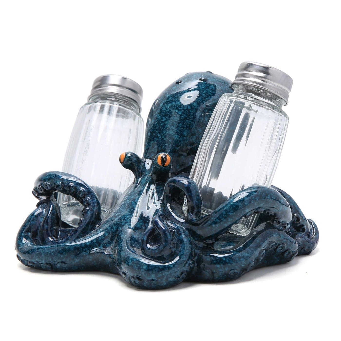 Hodao Octopus With Salt and Pepper Shaker Figurines Decorations Octopus Set with Holder Figurine for Beach Bar or Tropical Kitchen Decor Octopus Table Decorations By Home Gifts Octopus