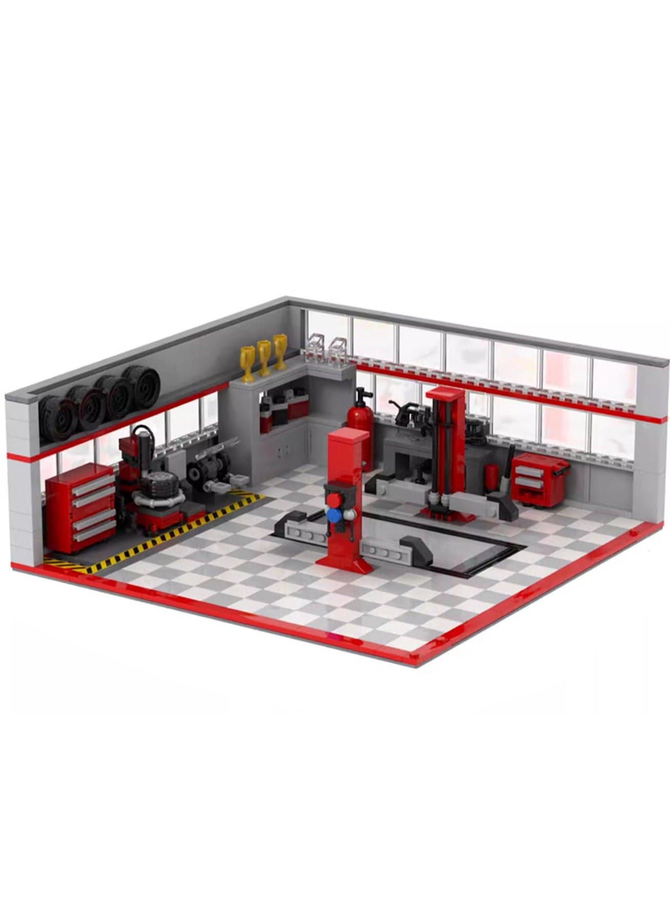 Children's Self-assembly Car Scene Series Small Particle Assembly Building Block Model (Auto Repair Shop 661Pcs)