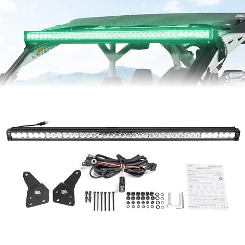 KEMIMOTO 50 390W X3 LED Light Bar MultiColor Lights with Upper Roof Windshield Mount Brackets Rocker Switch Wiring Kit Compatible with Can Am Maverick X3 Max R 20172025