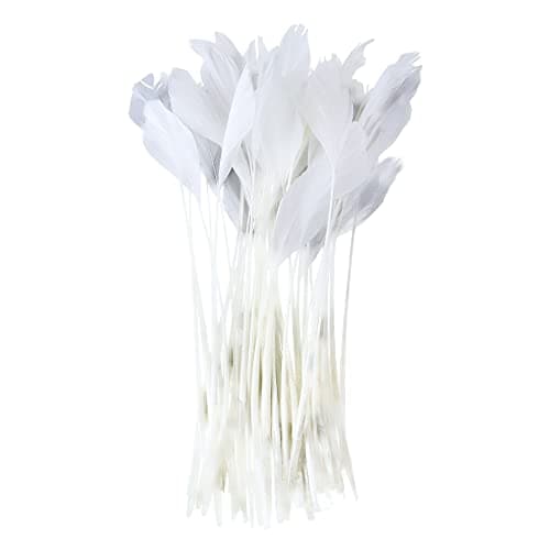 FEARAFTS White Goose Feathers for Hats Making Fascinators Decoration Pack of 50 (White)