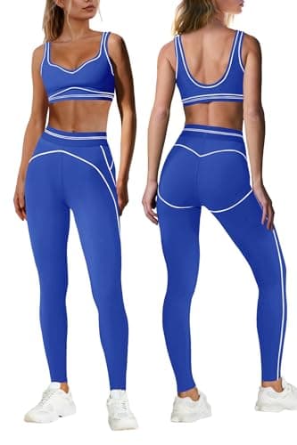Nirovien Gym Outfits for Women Sports Bras and Leggings Sets for Womens Workout Sets Yoga Ballet Gym Outfits(Royal Blue,S)