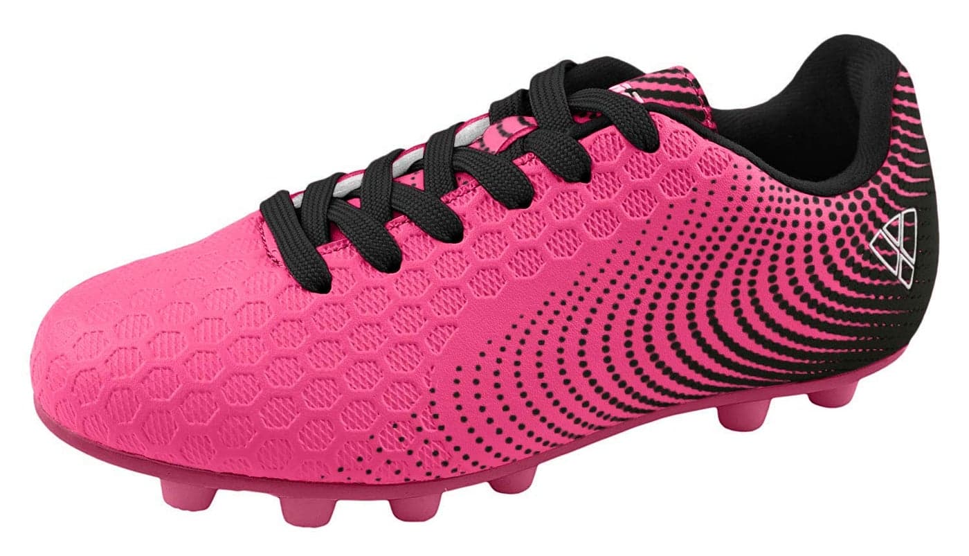 Vizari USA Stealth Boys Girls Soccer Cleats Youth Firm Ground Athletic Outdoor Football Shoes for Toddler Little Kid Big Kid Lightweight Durable PinkBlack