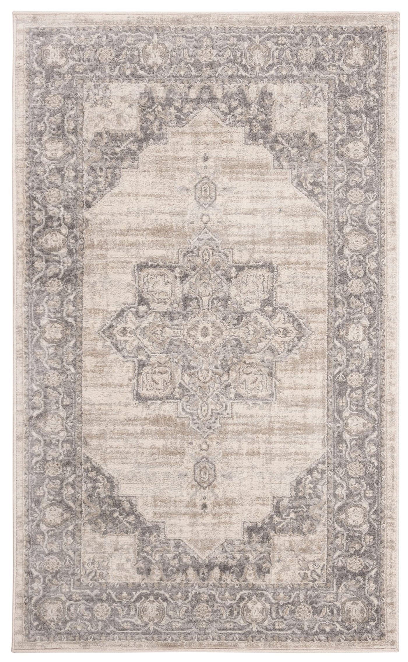 SAFAVIEH Brentwood Collection Accent Rug 2 x 4 Cream Grey Medallion Distressed Design NonShedding Easy Care Ideal for High Traffic Areas in Entryway Living Room Bedroom BNT865B