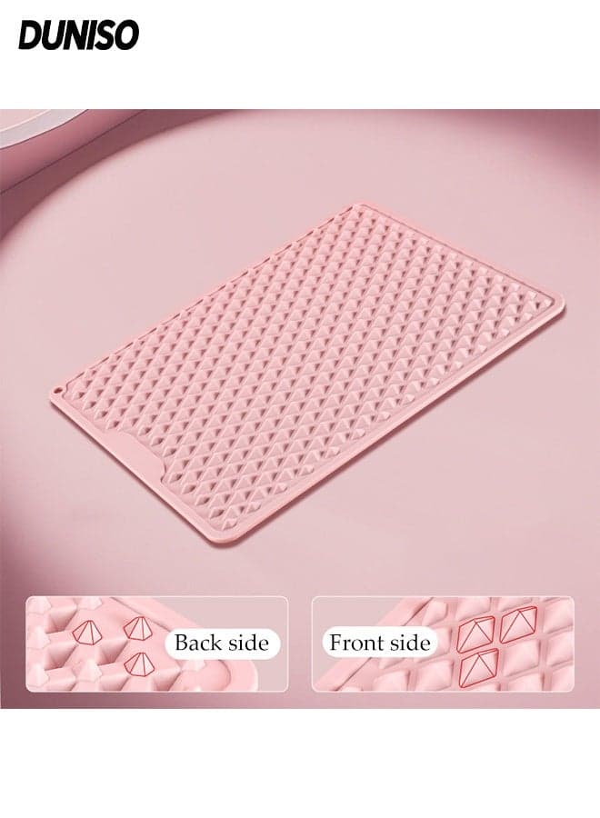 Foot Massage Mat,Anti Slip Outdoor Foot Massage Acupressure Mat,Portable Multifunctional Silicone Reflexology Pad,for Standing Desk, Home, Office,Pink