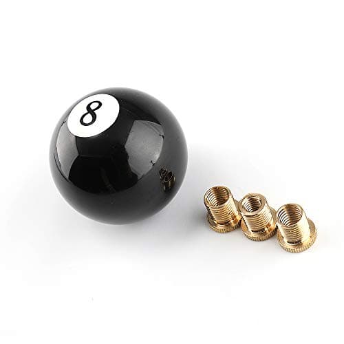 Top10 Racing 8 Ball Billiard Black Round Shift Knob Acrylic Gear Shift Knob with 3 Adapters Universal Fit for Manual Car M 8 125 M 10 125 M 10 15 M 12 125